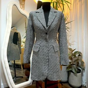 Houndstooth backless suit dress